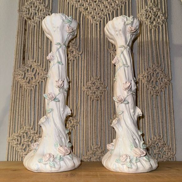 Ashland Other - Ashland Haunted Forest Rose Wrapped Tree Fairycore Large Candle Holders Set of 2